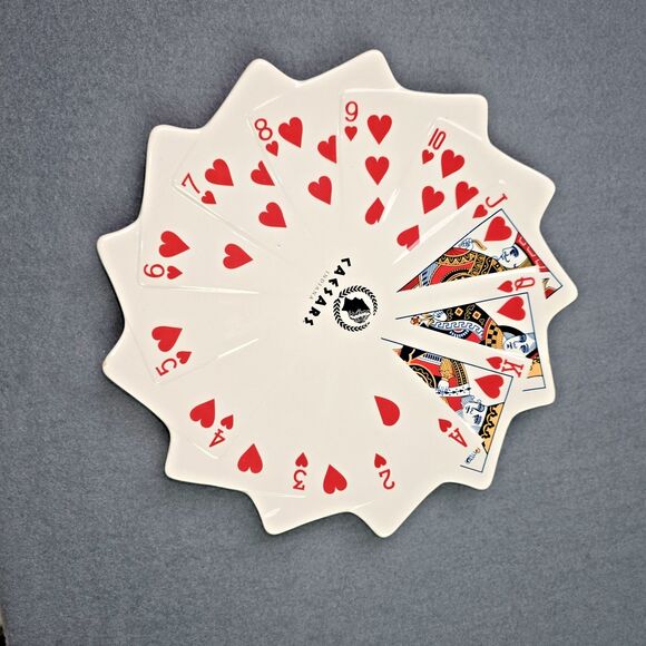 Caesars Indiana Collectible Ceramic Plate Fanned Hearts Cards Casino Decor Gift - Picture 1 of 10